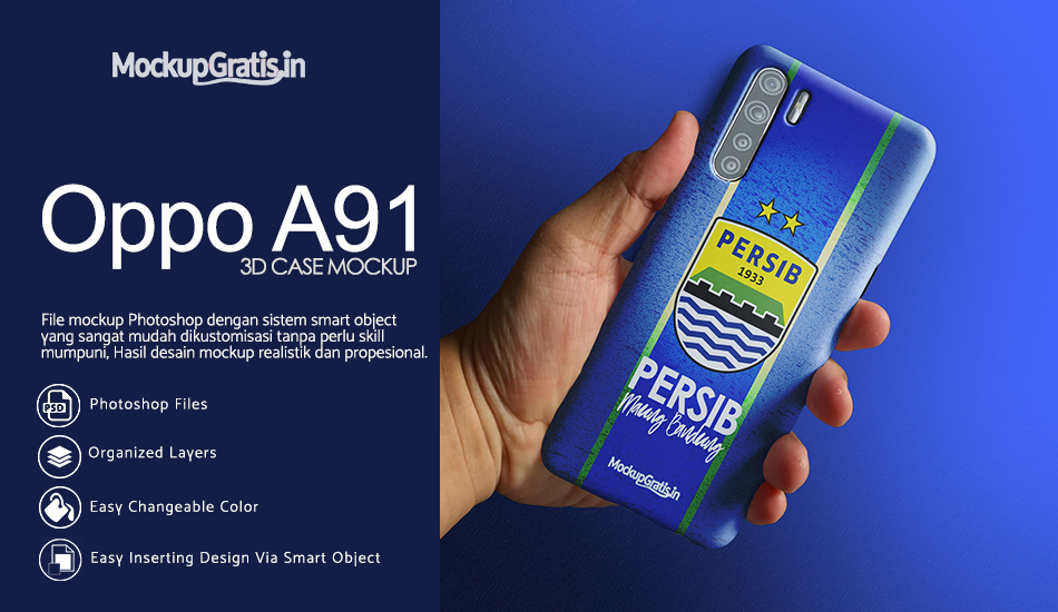 Mockup Custom Case 3D Oppo A91 Gratis