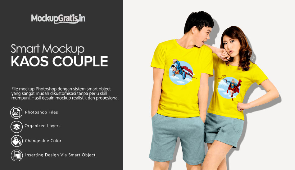 Mockup Kaos Couple Gratis PSD File MockupGratis.in
