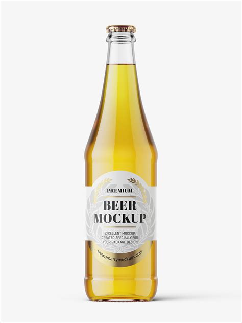 Clear Beer Bottle&nbsp;Mockup