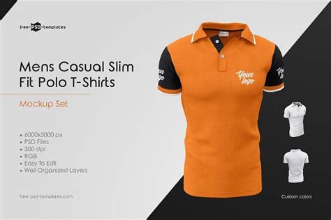 Mens Casual Polo T-Shirts Mockup Set Free